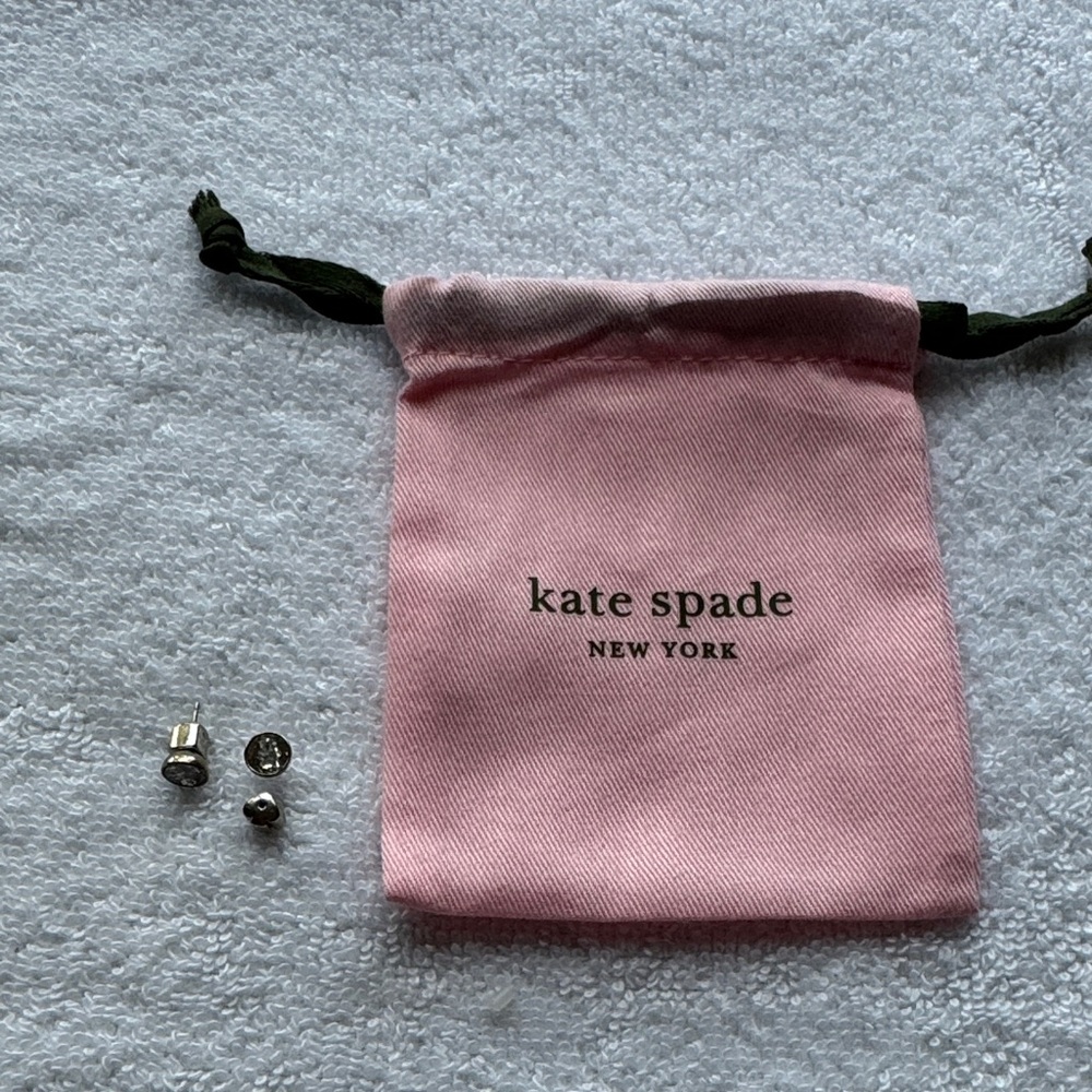 Kate Spade Silver Earrings with clear stone. Comes with Pink Pouch